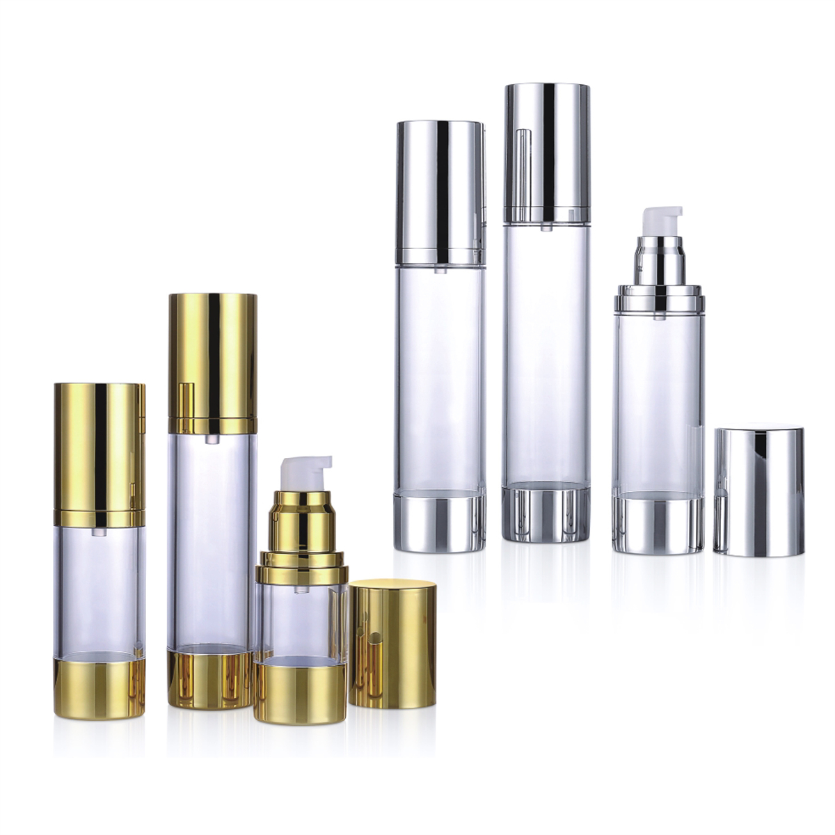 15ml 30ml 50ml 80ml 100 ml 120ml lipéad saincheaptha airgid lóis ola riachtanach caidéal ceo spraeála pacáistiú buidéal gan aer cosmaideach L04