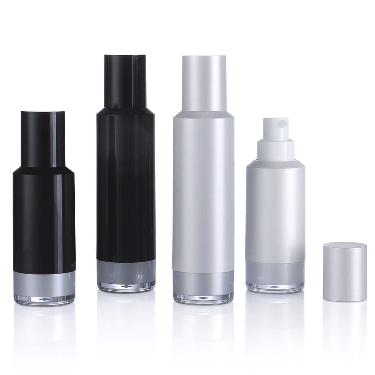 15ml 30ml só plaisteach pp lóis neamhlonrach dubh buidéal caidéil gan aer le haghaidh pacáistiú cúram craicinn L07