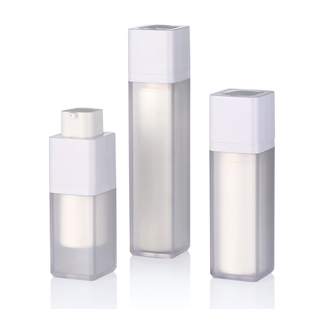 15ml 30ml 50ml folúis folúis frosted bán rothlach caidéil gan aer buidéal gan bhalla dúbailte cearnach buidéil caidéil lóis chearnóg chearnóg l21 l21