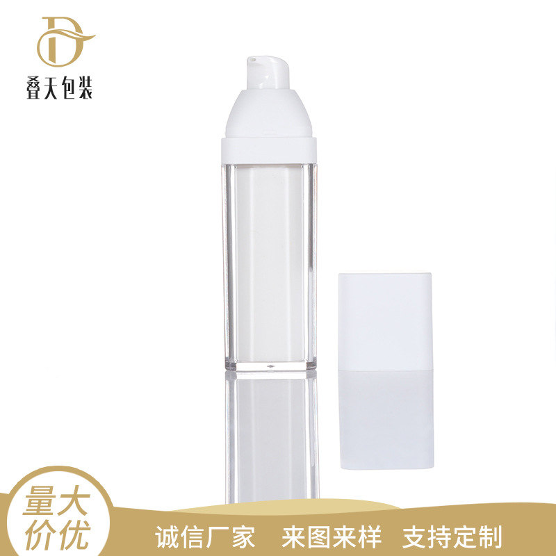 Buidéal Lotion Fholúis Cearnóg Bán Buidéal 15/50ml Preas Rothlach Double Rothlach Essence Cosmaidí Buidéal Fholúis Subpackage